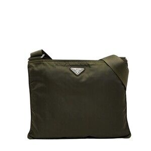 Prada triangular logo plaque crossbody shoulder bag Khaki Green nylon